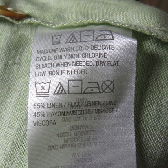 Susan Graver Linen Blend Oversized Fit Button Up Tunic Shirt Pale Green Size XS - Picture 6 of 11